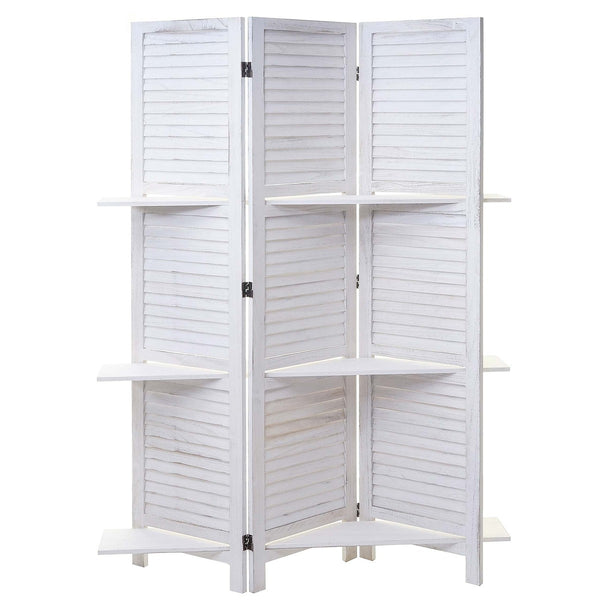 Shabby Paravent Yvelines mit Regalböden ~ weiss