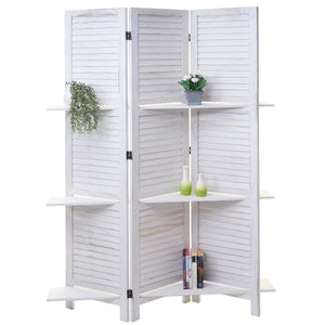 Shabby Paravent Yvelines mit Regalböden ~ weiss