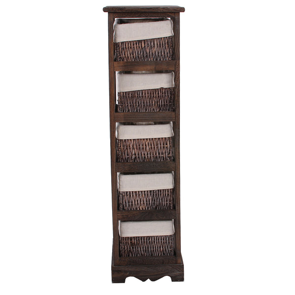 Shabby Regal Kommode mit 5 Korbschubladen Vintage ~ braun