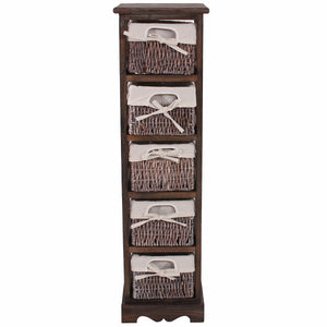 Shabby Regal Kommode mit 5 Korbschubladen Vintage ~ braun