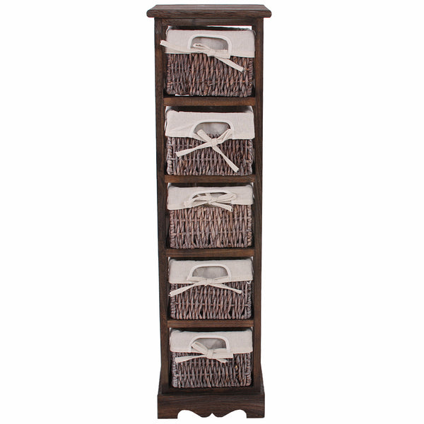 Shabby Regal Kommode mit 5 Korbschubladen Vintage ~ braun