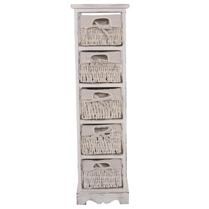Shabby Regal mit 5 Korbschubladen Vintage ~ weiss