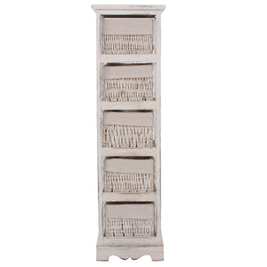 Shabby Regal mit 5 Korbschubladen Vintage ~ weiss