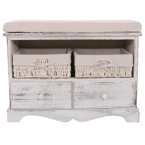 Shabby Sitzbank Kommode mit 2 Körben Vintage weiss