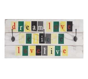 Shabby Wandgarderobe Love-Life mit 3 Haken 30x60cm