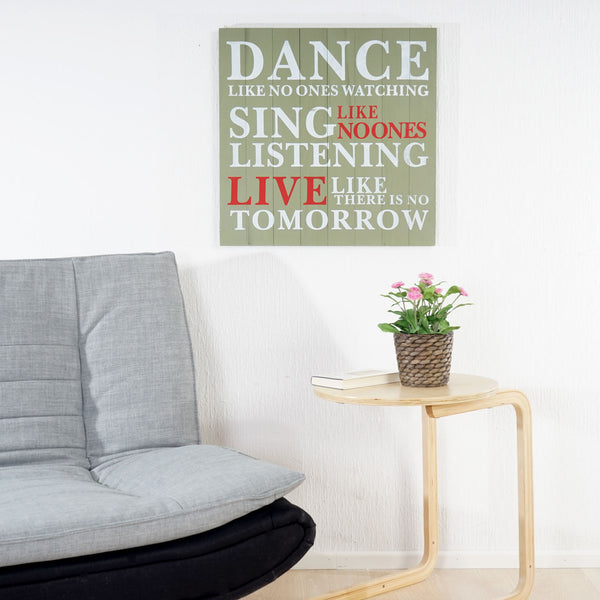 Shabby Wandschild Dance, Holzschild 60x60cm ~ grün