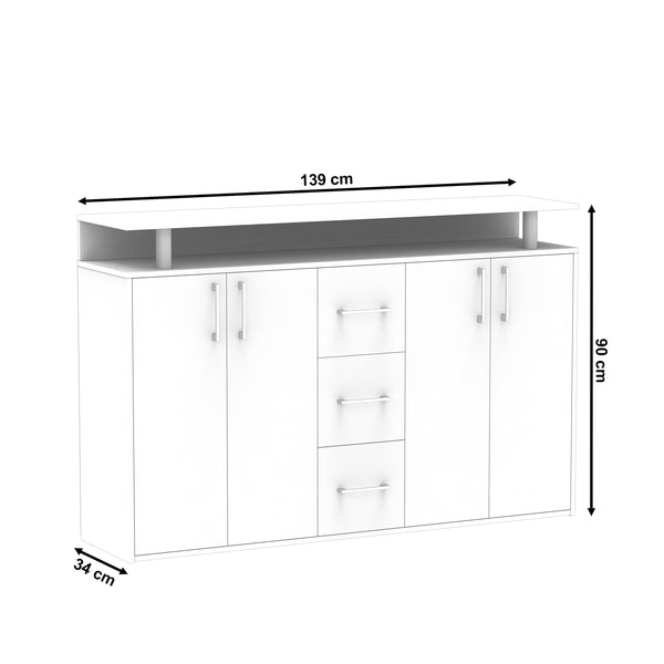 Sideboard BENNETT 139 x 90 cm braun/weiss