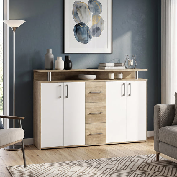 Sideboard BENNETT 139 x 90 cm braun/weiss