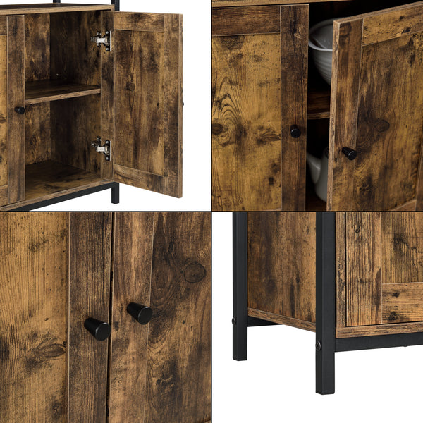 Beistelltisch Kommode 79x60x30cm mit Schrankfächer Dunkler Holzton