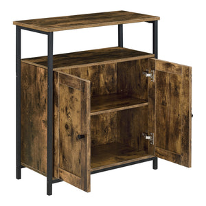 Beistelltisch Kommode 79x60x30cm mit Schrankfächer Dunkler Holzton