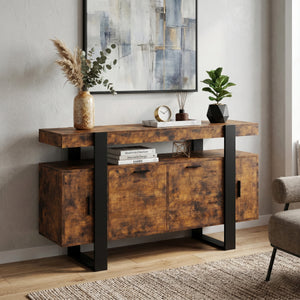 Sideboard CHELSEA 140 x 80 cm braun/schwarz