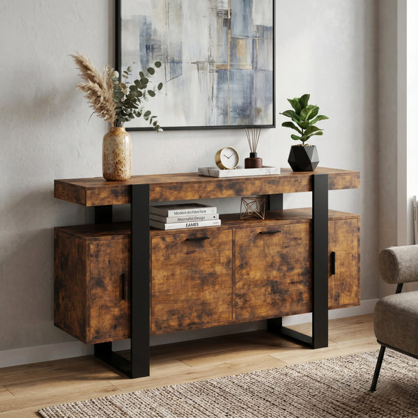 Sideboard CHELSEA 140 x 80 cm braun/schwarz