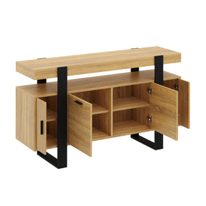 Sideboard CHELSEA 140 x 80 cm hellbraun/schwarz