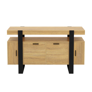 Sideboard CHELSEA 140 x 80 cm hellbraun/schwarz