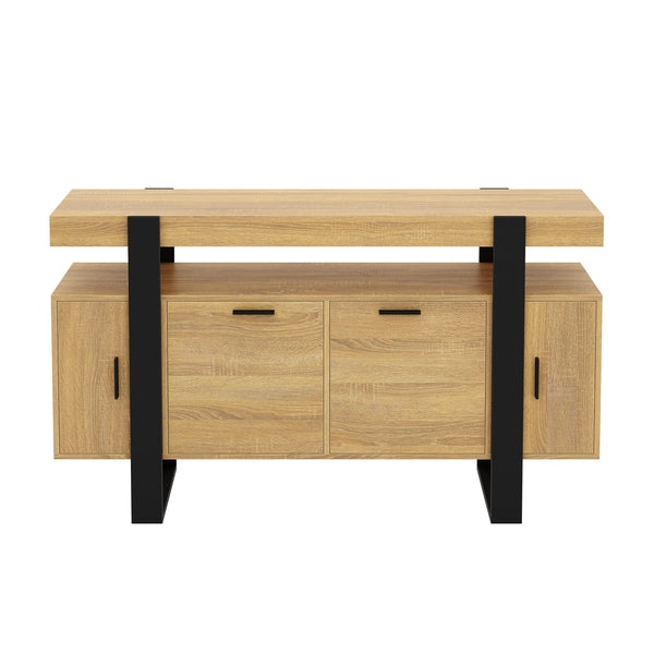 Sideboard CHELSEA 140 x 80 cm hellbraun/schwarz