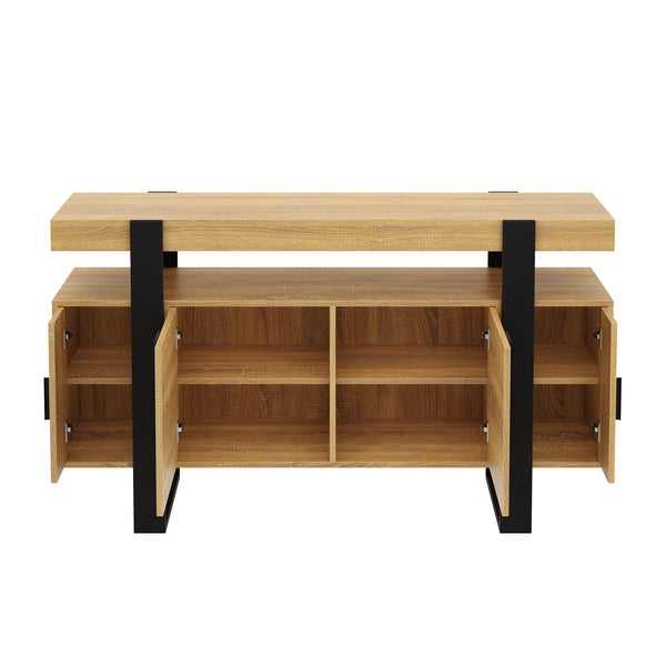 Sideboard CHELSEA 140 x 80 cm hellbraun/schwarz