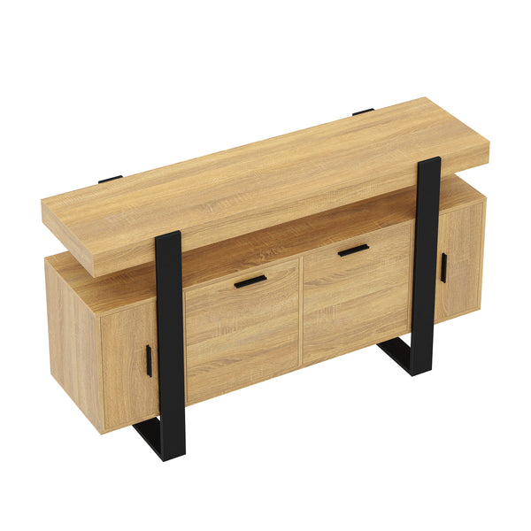 Sideboard CHELSEA 140 x 80 cm hellbraun/schwarz