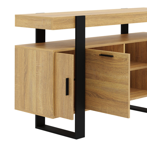 Sideboard CHELSEA 140 x 80 cm hellbraun/schwarz