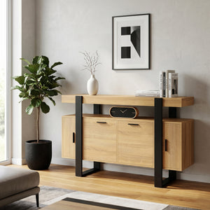 Sideboard CHELSEA 140 x 80 cm hellbraun/schwarz