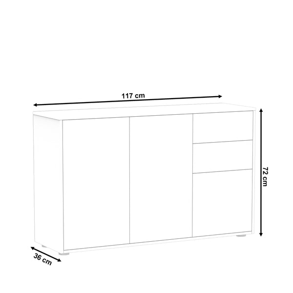 Sideboard GIDEON 117 x 72 cm braun/schwarz