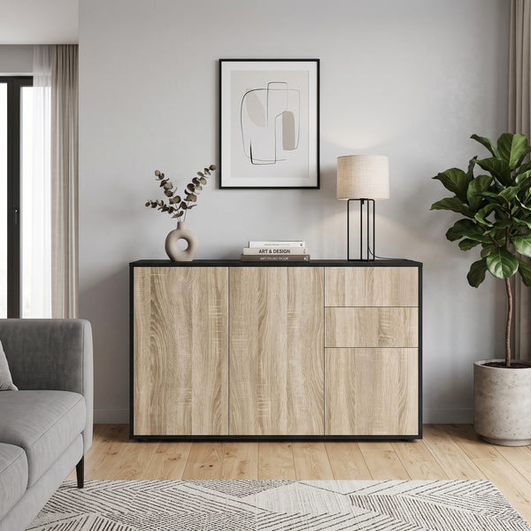 Sideboard GIDEON 117 x 72 cm braun/schwarz