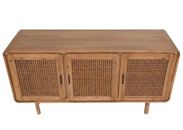 Sideboard Highboard Rattan Akazie Massivholz 82x160x45cm