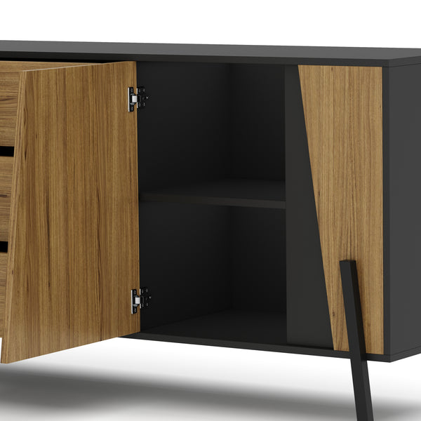 Sideboard PROMINA 174 x 75 cm braun/schwarz