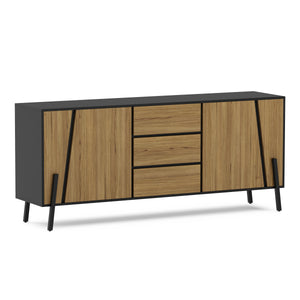 Sideboard PROMINA 174 x 75 cm braun/schwarz