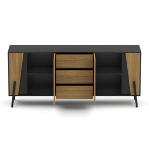Sideboard PROMINA 174 x 75 cm braun/schwarz