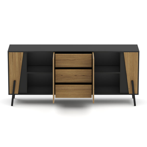 Sideboard PROMINA 174 x 75 cm braun/schwarz