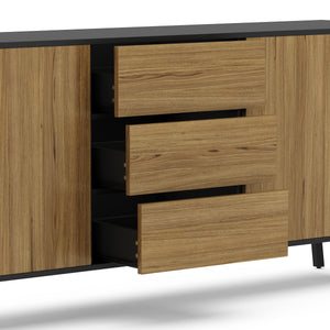Sideboard PROMINA 174 x 75 cm braun/schwarz
