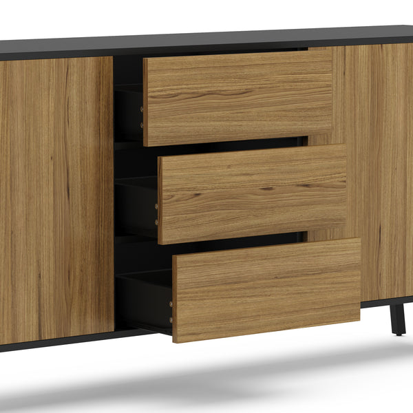 Sideboard PROMINA 174 x 75 cm braun/schwarz