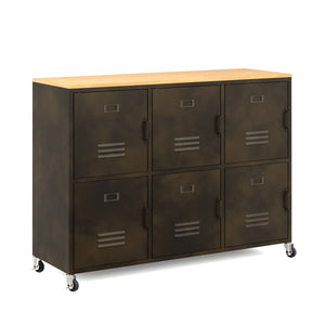 Sideboard auf Rollen Industrial FORGE 119 x 89 cm schwarz/braun