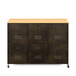 Sideboard auf Rollen Industrial FORGE 119 x 89 cm schwarz/braun