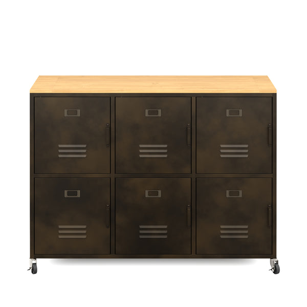 Sideboard auf Rollen Industrial FORGE 119 x 89 cm schwarz/braun