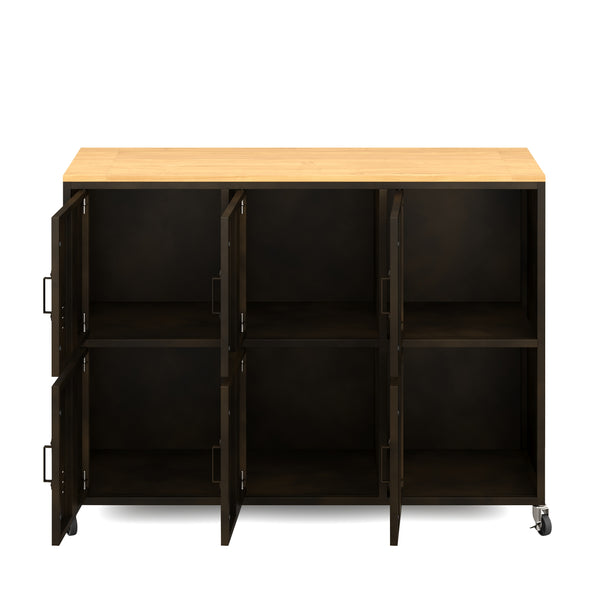 Sideboard auf Rollen Industrial FORGE 119 x 89 cm schwarz/braun