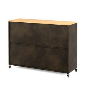 Sideboard auf Rollen Industrial FORGE 119 x 89 cm schwarz/braun