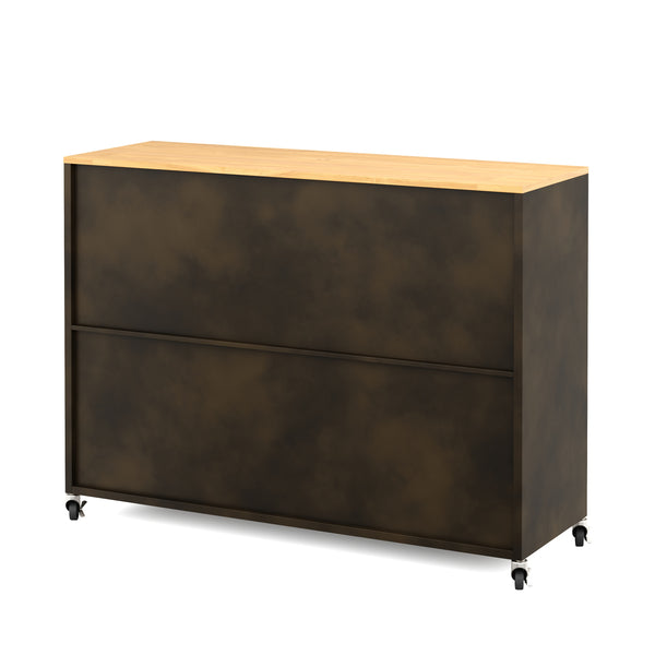 Sideboard auf Rollen Industrial FORGE 119 x 89 cm schwarz/braun