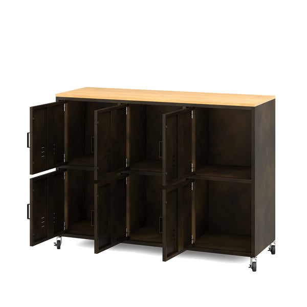 Sideboard auf Rollen Industrial FORGE 119 x 89 cm schwarz/braun
