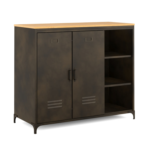 Sideboard Industrial FORGE 100 x 86 cm schwarz/braun