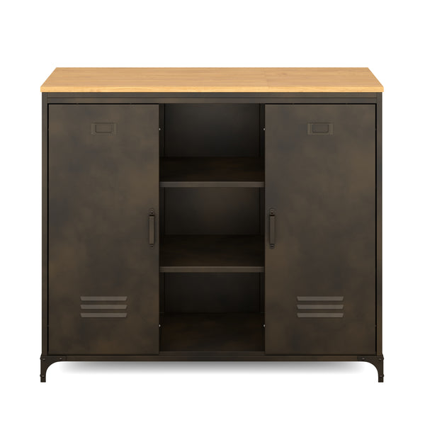 Sideboard Industrial FORGE 100 x 86 cm schwarz/braun