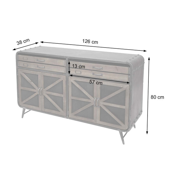 Sideboard Kommode Holz &amp; Metall Industrial 80x126x38cm
