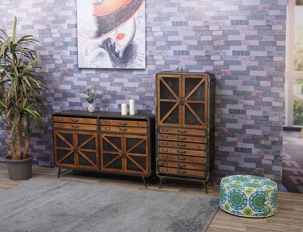 Sideboard Kommode Holz &amp; Metall Industrial 80x126x38cm