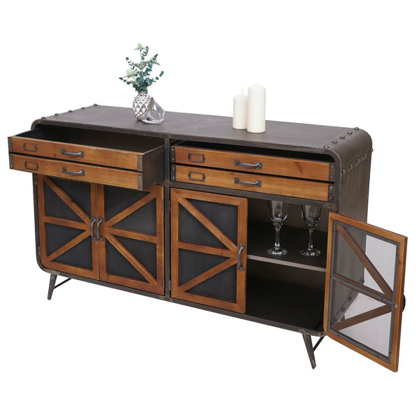 Sideboard Kommode Holz &amp; Metall Industrial 80x126x38cm