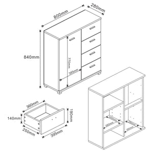 Döbritz shoe cabinet, 84x80x28cm, dark grey