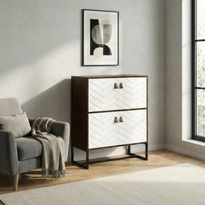 Kommode NORDRIFT 76 x 100 cm braun/weiss