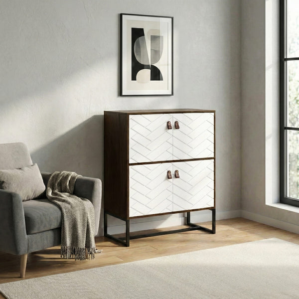 Kommode NORDRIFT 76 x 100 cm braun/weiss