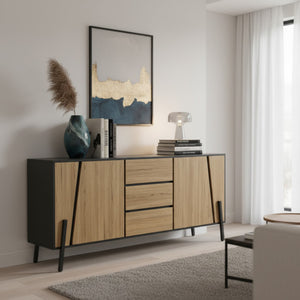 Sideboard PROMINA 174 x 75 cm braun/schwarz