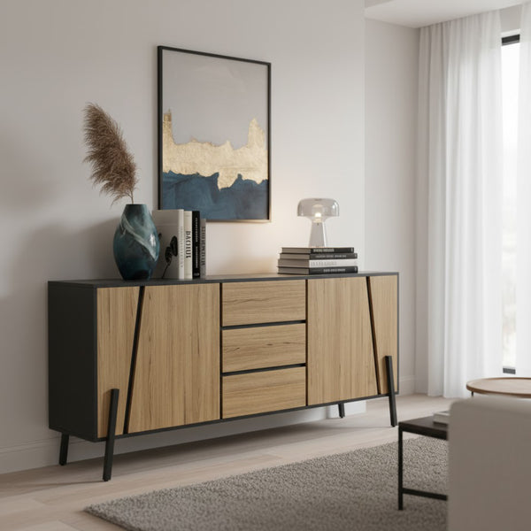 Sideboard PROMINA 174 x 75 cm braun/schwarz