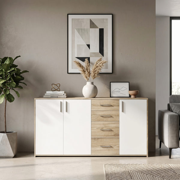 Sideboard SEBASTIAN 160 x 82 cm braun/weiss